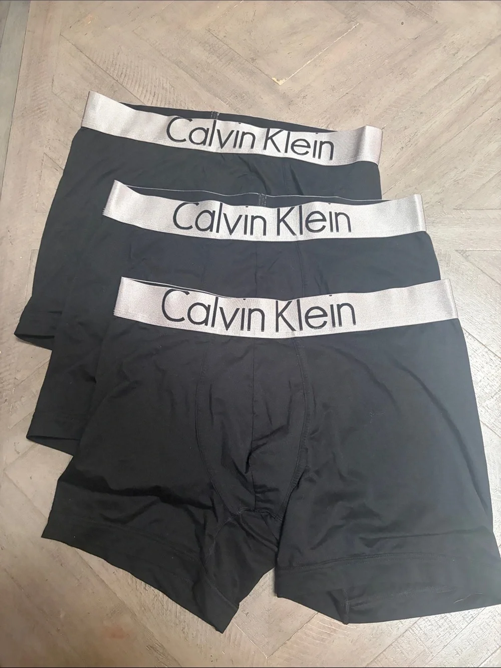 Calvin Klein Black Boxer Briefs with Silver Waistband - 3-Pack